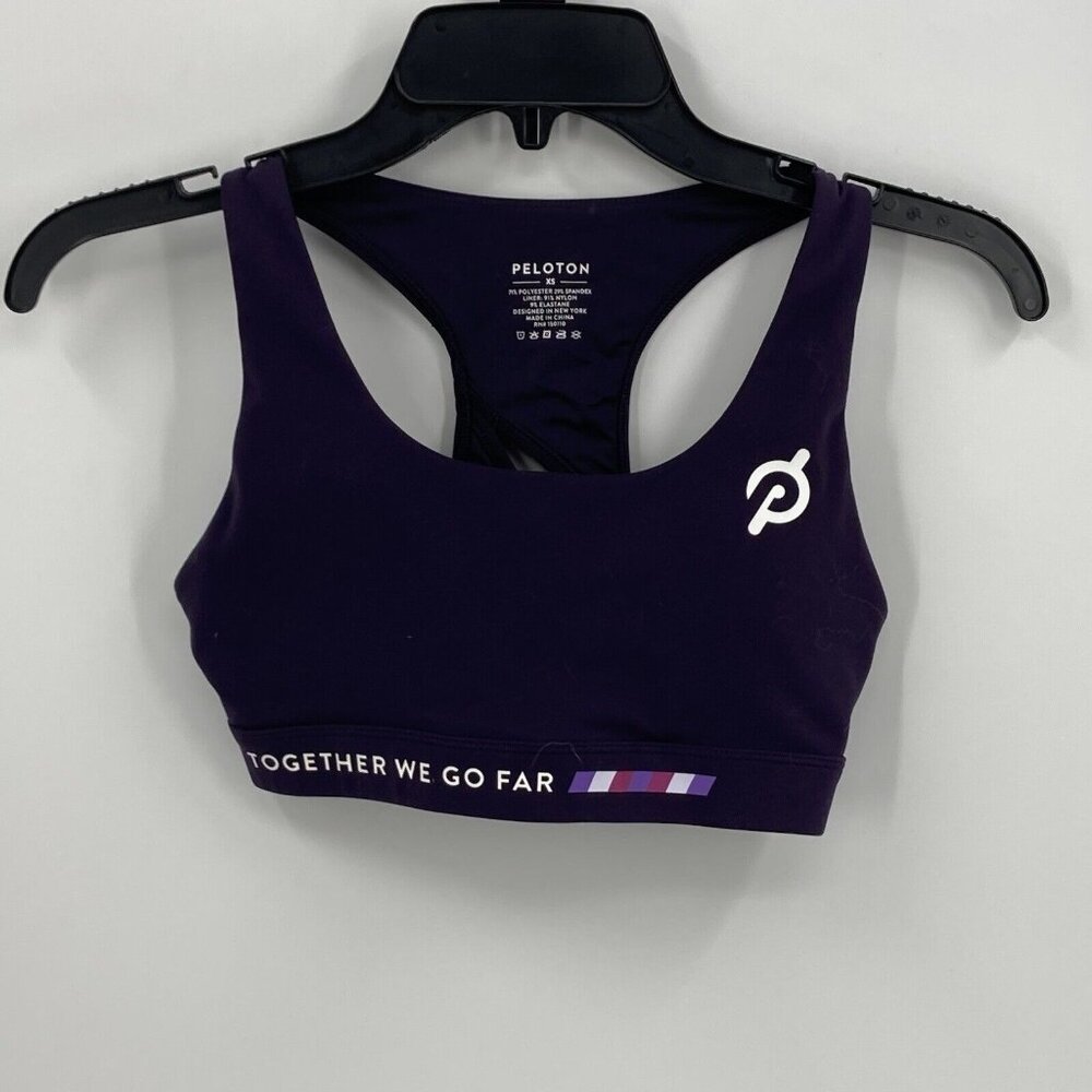 Peloton Indigo Purple Together We Go Far Racerback Sports Bra Womens XS